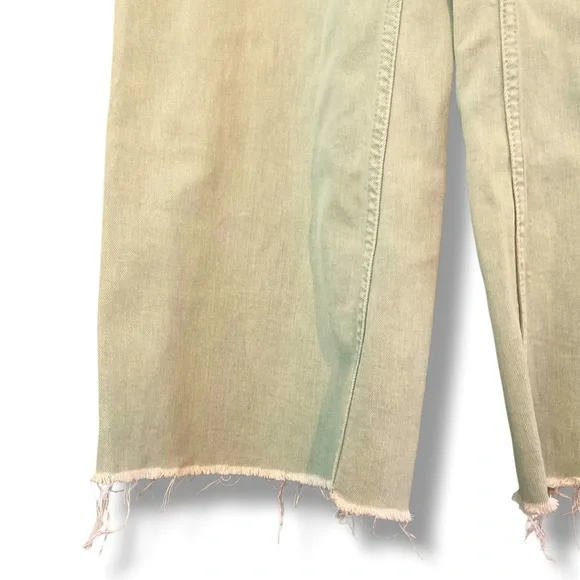 Zara Light Green High Waist Flare Leg Raw Hem Stretch Denim Jeans Size 0 - Picture 5 of 6